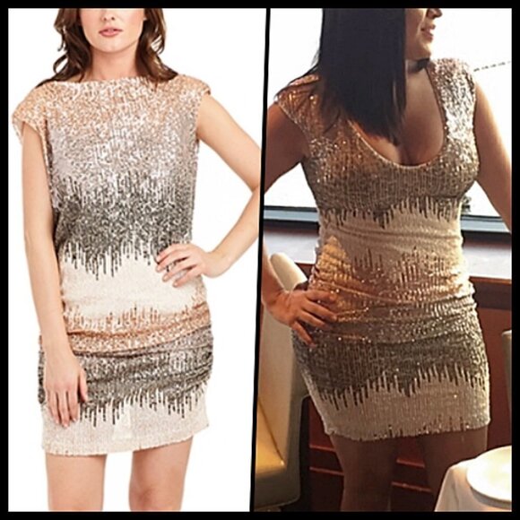 Drew Reversible Sequin Side Ruched Mini Dress S - Picture 1 of 11